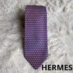 HERMES ネクタイ ファソネ バーガンディ 刺繍 総柄 艶感 定番 人気