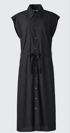 UNIQLO コットンシャツワンピースノースリーブ　XL　ブラック