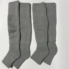 【新品未使用】2足セット レッグウォーマー 就寝時用 着圧 グレー リブ編み