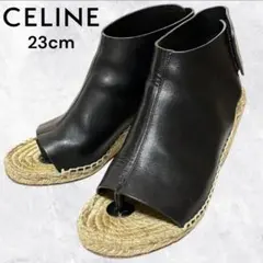 CELINE セリーヌ サンダル エスパドリーユ ブラック レザー 23cm