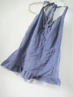 青と白のストライプタンクトップ