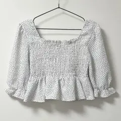 Heather ヘザー ドット柄 ペプラム ブラウスのサムネイル