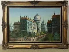 Y.Simon 風景画 油彩画 油絵 パリ街並み 絵画 額装 サイン 箱あり