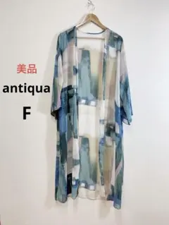 美品 antiqua ロング 羽織り ロングカーディガン シアーカーディガン Fのサムネイル