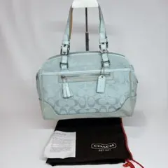 COACH コーチ トートバッグ ボストン スエード シグネチャー ブルー