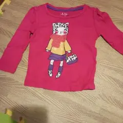 80サイズ babyGep ピンク 猫イラスト Tシャツ
