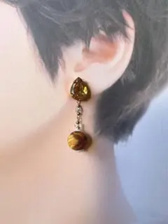 213 キリン柄ビーズとビシューピアス