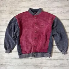 English Bay スウェット ジャケット M 赤 紺 切り替え 刺繍 古着