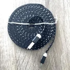 ナイロン平編み USB-A to Micro USB 充電ケーブル 約3m