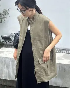 CIAOPANIC TYPY リネンスタンドZIPミリタリーベスト カーキ