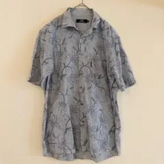 タッソエルバ 【XXL】半袖シャツ 開襟 ボタニカル柄 絹 麻 ビッグ 