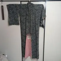 着物　青系花柄　バレンタインセール