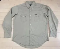 90s USA製Wranglerウエスタンシャツ17-36ベージュ古着ビッグ