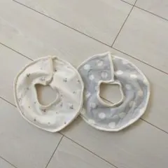 ベビー スタイ 2枚セット 花柄 水玉