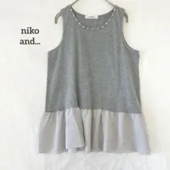 ニコアンド カットソー ノースリーブ トップス ビジュー 切替 シフォン Sのサムネイル