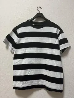ムジラボ　ボーダーカットソー　/M　ブラック×ホワイト　無印良品　半袖Tシャツ