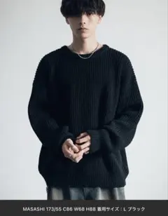 ブラック オーバーサイズ ニット L