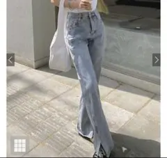 GRL フロントスリットハイウエストデニムパンツcu300 604