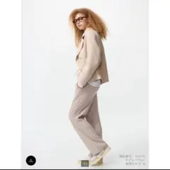 ウォッシャブル　ケーブルニットパンツ　L