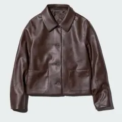 UNIQLO コーティングショートジャケット 38 ダークブラウン Sサイズ