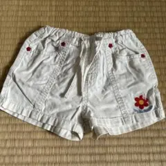 白い花刺繍 半ズボン 100cm ミキハウス