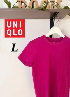 UNIQLO ユニクロ クルーネックTシャツ Lサイズ　ピンクのサムネイル