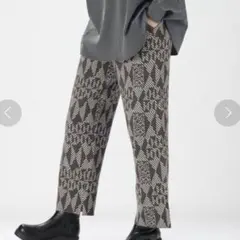 ニコアンド なめらかソフトニットパンツ Lサイズ 幾何学模様