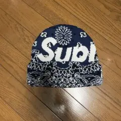 Supreme Big Logo Beanie Navy Bandana