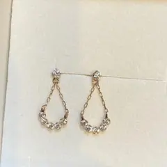 美品✨️ ete 三連 スイング ピアス ビジュー ミストピンク 925 k18 美品✨️ ete 三連 スイング ピアス ビジュー ミストピンク 925 k18
