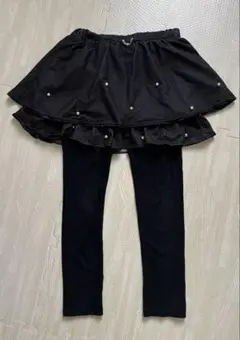 エニィファムキッズ　パール×デニムニットスカッツ 130 ブラック