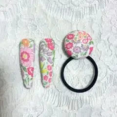 【現品限り】くるみボタンヘアゴム くるみパッチンピン No.521