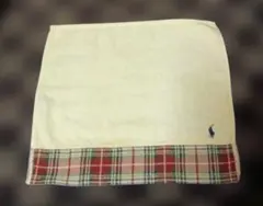 ポロ ラルフローレン ウォッシュタオル チェック柄 ロゴ刺繍 アイボリー
