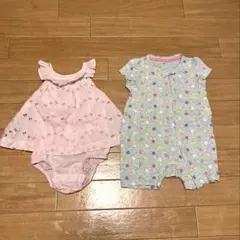 babyGap 水玉ロンパース 3-6ヶ月 70cm ピンク レース フリル