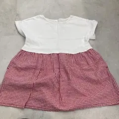 ホワイト/レッドチェック チュニック 120