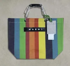 MARNI トートバッグ マルニマーケット ストライプ メッシュ レインボー