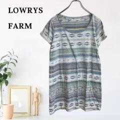 zC923【M】LOWRYS FARM Tシャツ 総柄 チュニックのサムネイル