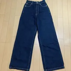 GRL グレイル ハイウエストセミワイドデニムパンツ Sサイズ インディゴ