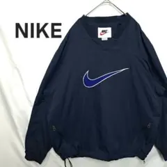 【美品】NIKE　ナイキ　ナイロンプルオーバー　BIGロゴ　銀タグ　90s