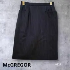 【マックレガー】タイトスカート オフィス　ひざ丈　ネイビー W63-90のサムネイル