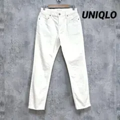 【UNIQLO】ストレートデニムパンツ 白 24 ストレッチ スリムフィット