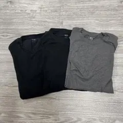 ユニクロ　ソフトタッチクルーネックTシャツセット　黒M、グレーS
