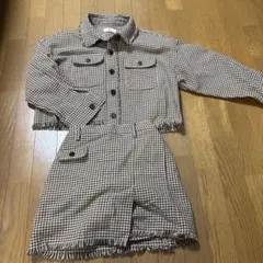 WEGO セットアップ 千鳥柄 ツイード ブラウン 茶色 フリー レディース