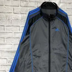 アディダス ジャージ　トラックジャケット　グレーL ロゴ刺繍822