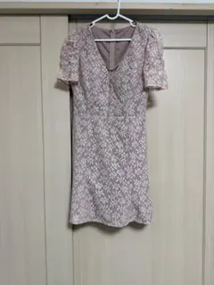 花柄レース パフスリーブドレス