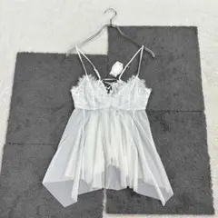 トリンプ【M】美品 白 レース フレアキャミソール シースルー 薄手 ストレッチのサムネイル