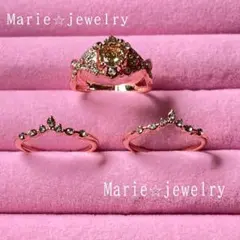 指輪 レディース ローズ 3連 エレガント ドレス パーティー プリンセス