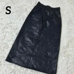 【フィフス】ブラックレザー 風/タイト/ロングスカート/Ｓサイズ