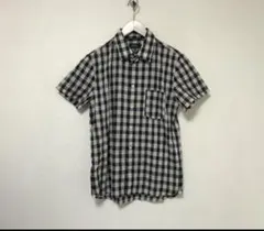 APC アーペーセー　ネイビー×ホワイト　チェック柄半袖シャツ　XSのサムネイル