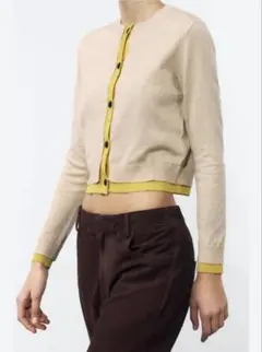 【美品】ZARA コントラスト ニット カーディガン　Mサイズ