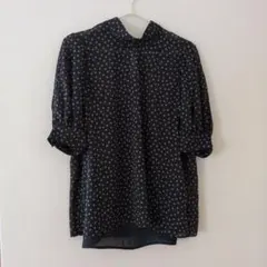 SPICK AND SPAN ネイビー ポルカドット 半袖ブラウス